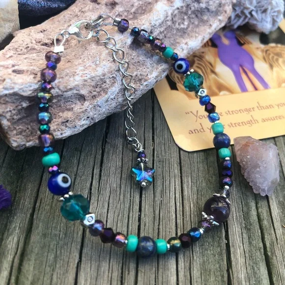 Circe Asteroid Goddess Genuine Gemstone Beaded Anklet - Picture 7 of 12